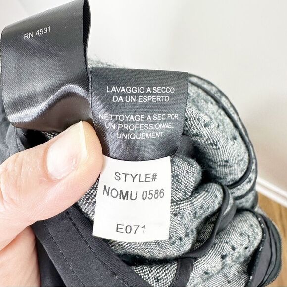 Narsico Rodriguez Linen/Silk Nubby Gray Sheath Dress w/Black Color-block Back 6 - Picture 12 of 15